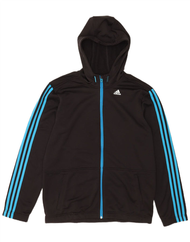 Adidas Herren Climalite Zip Hoodie Pullover Großes schwarzes Polyester