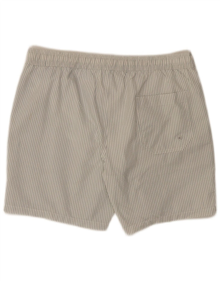 All Saints Herren-Badeshorts, groß, blaues Nadelstreifen-Polyester