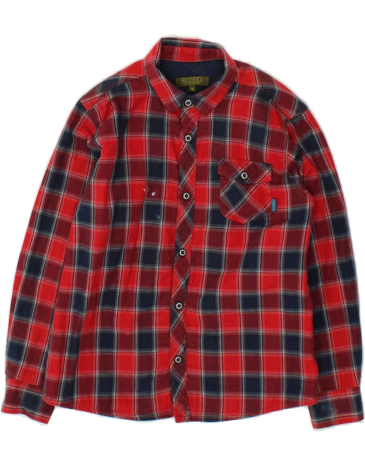 TED BAKER Boys Flannel Shirt 9-10 Years Red Check Cotton Vintage Ted Baker and Second-Hand Ted Baker from Messina Hembry 