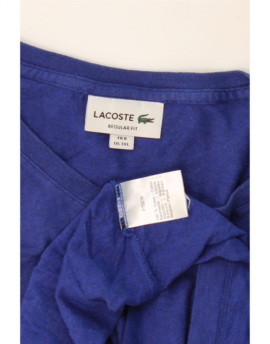 LACOSTE Herren-T-Shirt mit normaler Passform, Größe 8 3XL, blaue Baumwolle