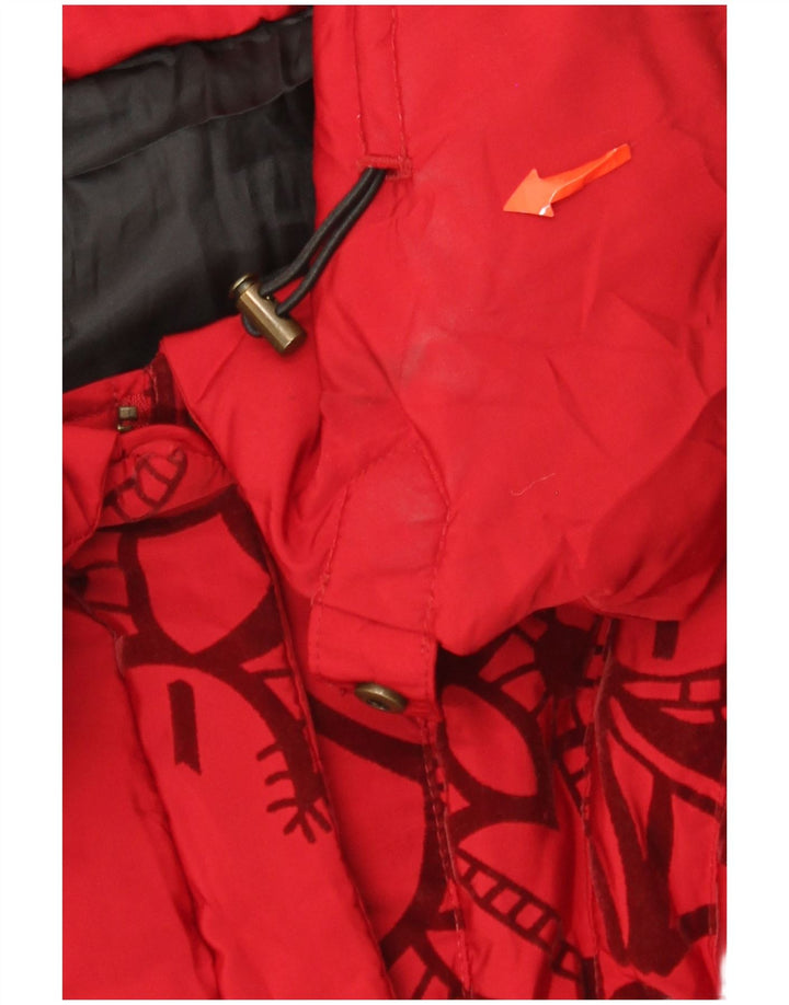 Desigual Damen Wattierter Mantel EU 36 Kleines rotes Blumenmuster aus Polyester