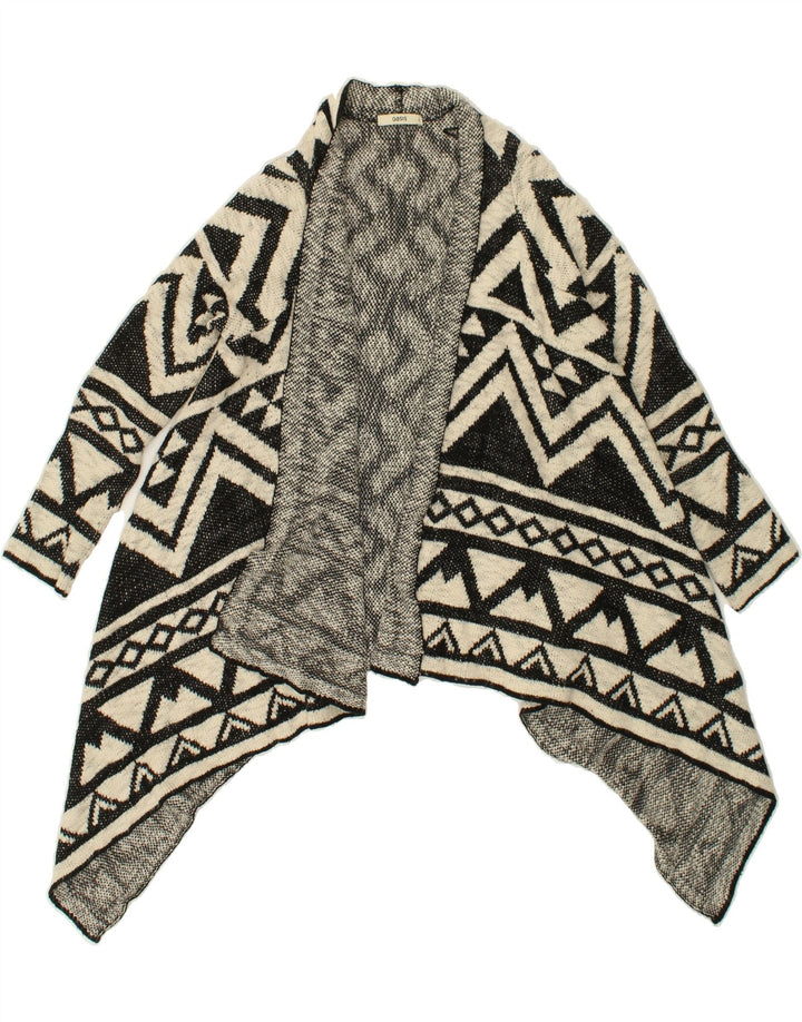 OASIS Womens Oversized Cardigan Sweater UK 10 Small Grey Geometric Acrylic Vintage Oasis and Second-Hand Oasis from Messina Hembry 