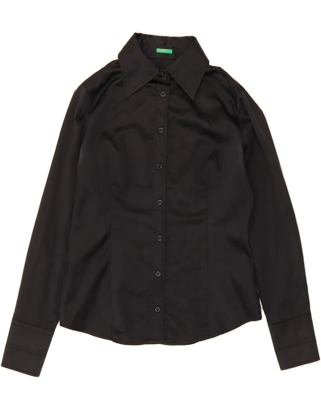 BENETTON Womens Shirt Blouse UK 14 Medium Black Polyester Vintage Benetton and Second-Hand Benetton from Messina Hembry 