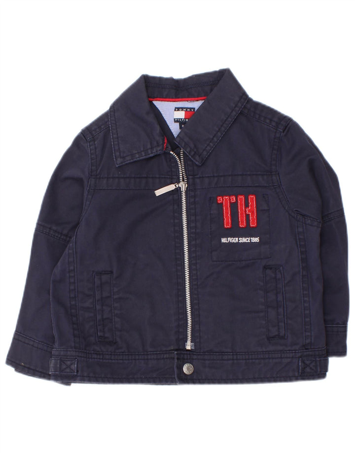 Tommy Hilfiger Baby-Jungen-Bomberjacke mit Grafik, 18–24 Monate, Marineblau