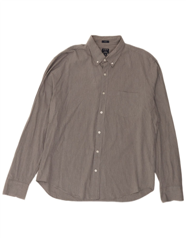 J. CREW Herren-Slim-Hemd XL aus grauer Baumwolle