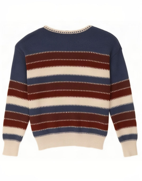 Vintage Damen Pullover mit U-Boot-Ausschnitt, UK 14, mittelmehrfarbig gestreift