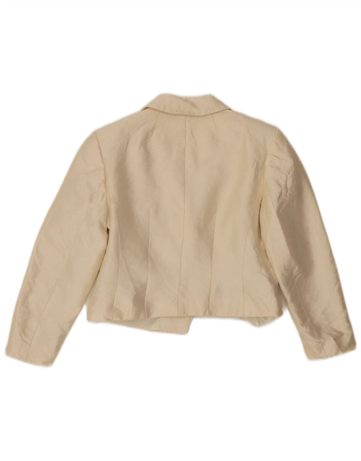 Hobbs Womens 2 Button Crop Blazer Jacke UK 10 Small Off White Wool