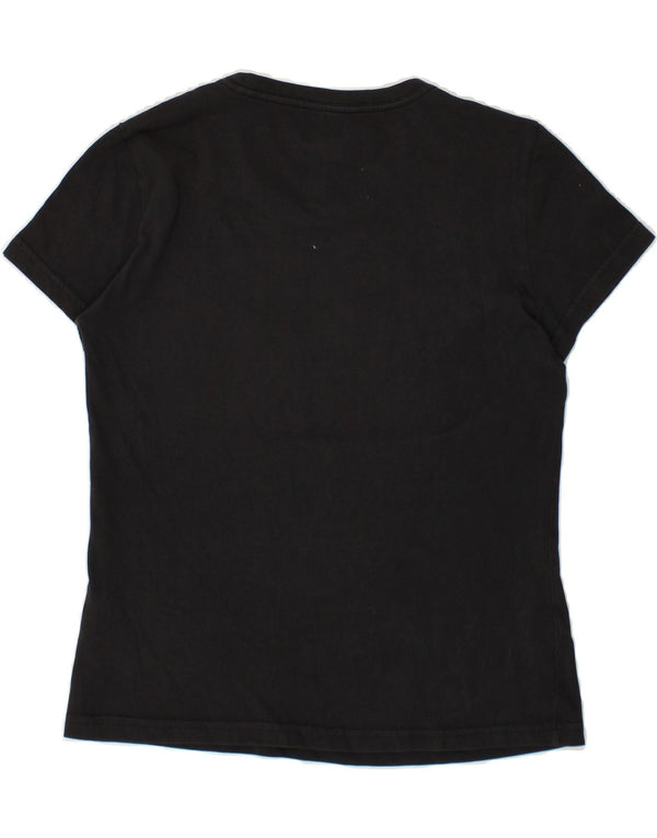 ADIDAS Damen Climalite Graphic T-Shirt Top UK 12/14 Mittelschwarze Baumwolle