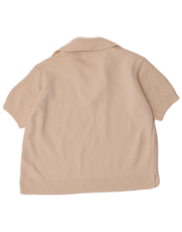 Marks & Spencer Damen Crop Polo Neck Pullover Pullover UK 14 Medium Off White