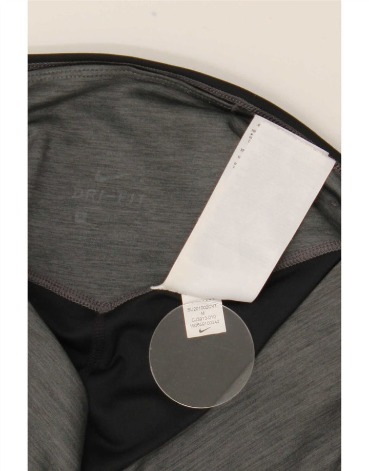 Nike Damen Dri Fit Leggings UK 12 Mittelgraues Colourblock-Polyester