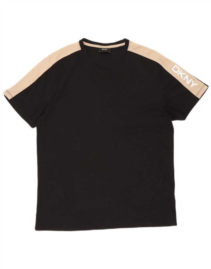 DKNY Herren-T-Shirt mit Grafik, Größe L, Schwarz, Colourblock-Baumwolle