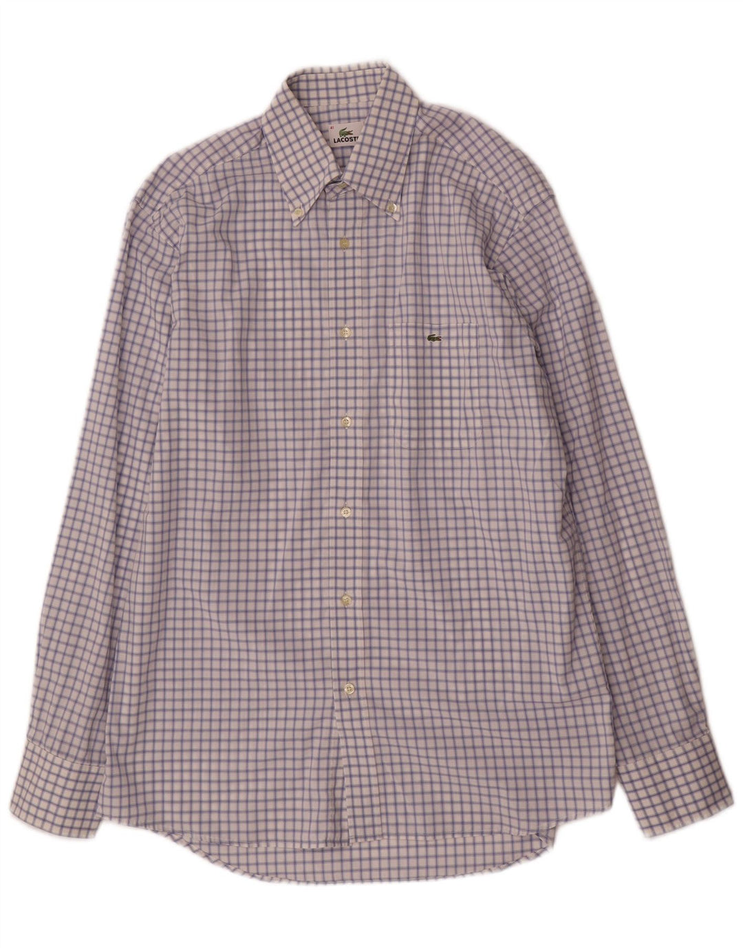 Lacoste Herrenhemd, Größe 41, groß, blau kariert, Baumwolle