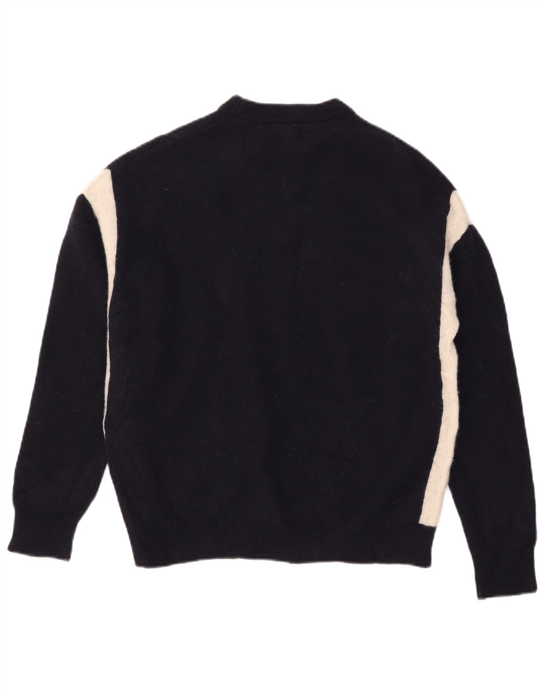 Reiss Herren-Pullover mit Rundhalsausschnitt, mittlere marineblaue Colourblock-Wolle