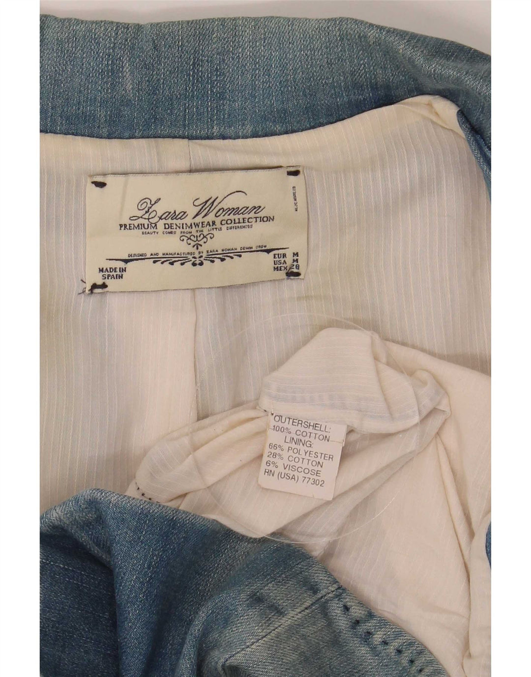 Zara Damen-Jeansblazer mit 2 Knöpfen, UK 12, Mittelblau, Polyester