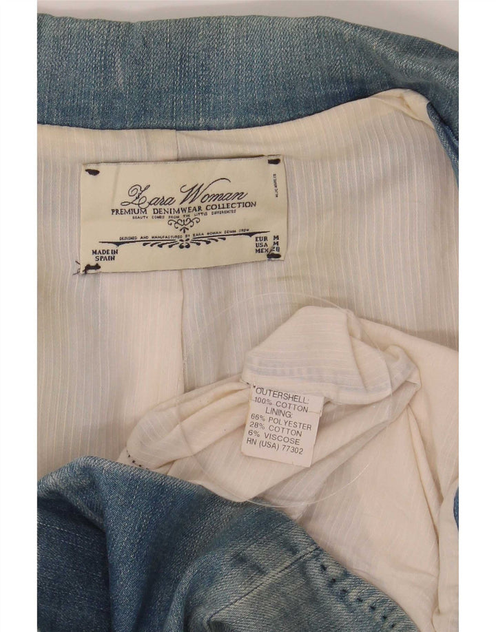 Zara Damen-Jeansblazer mit 2 Knöpfen, UK 12, Mittelblau, Polyester
