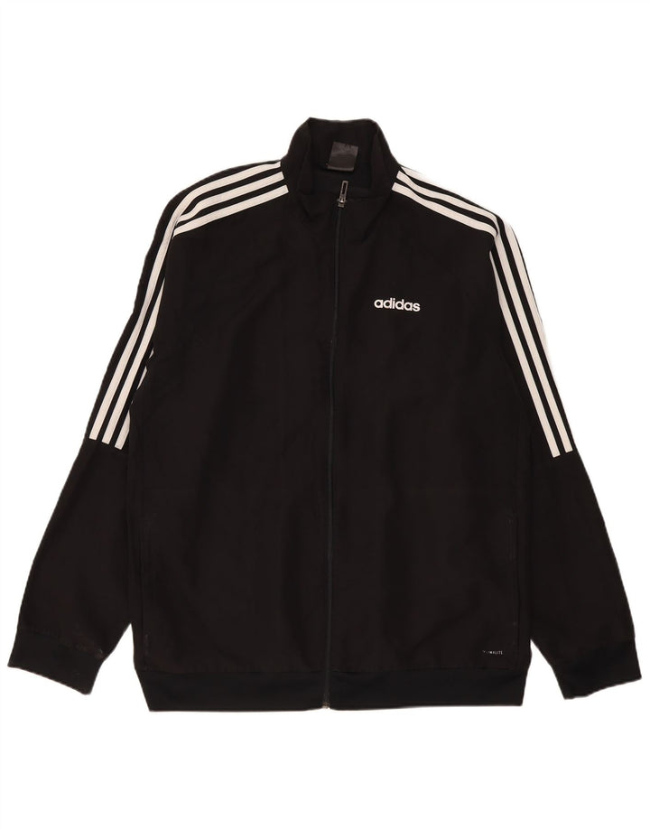 Adidas Herren Climalite Trainingsanzug Top Jacke Großes schwarzes Polyester