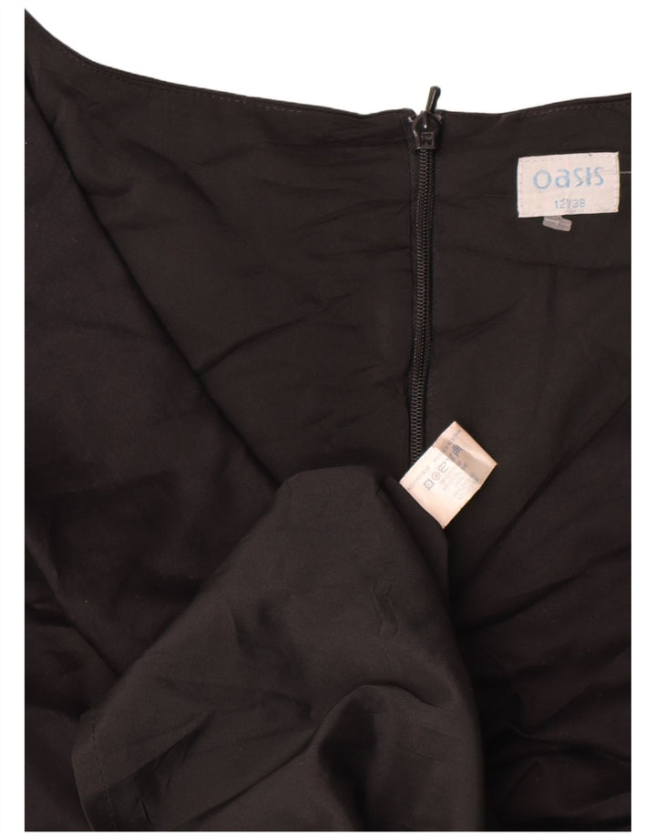 Oasis Damen Etuikleid UK 12 Mittelschwarze Baumwolle