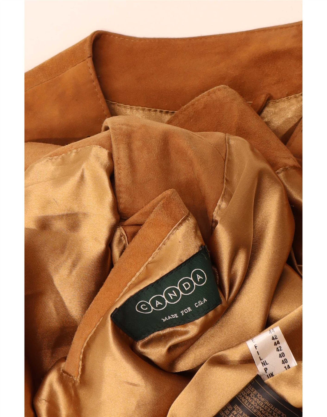 Canda Damen 4-Knopf-Wildleder-Blazerjacke UK 14 Large Beige Leder