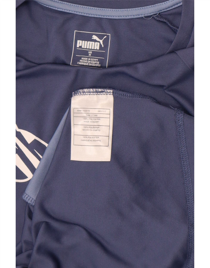 Puma Damen Grafik-T-Shirt-Oberteil UK 12 Mittelblaues Colourblock-Polyester
