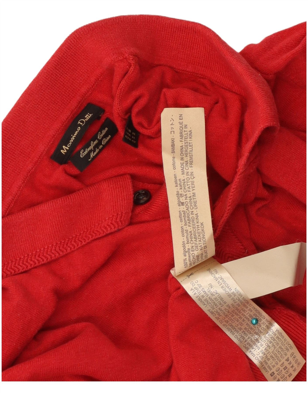 Massimo Dutti Herren-Pullover mit Rollkragen, XL, rote Baumwolle
