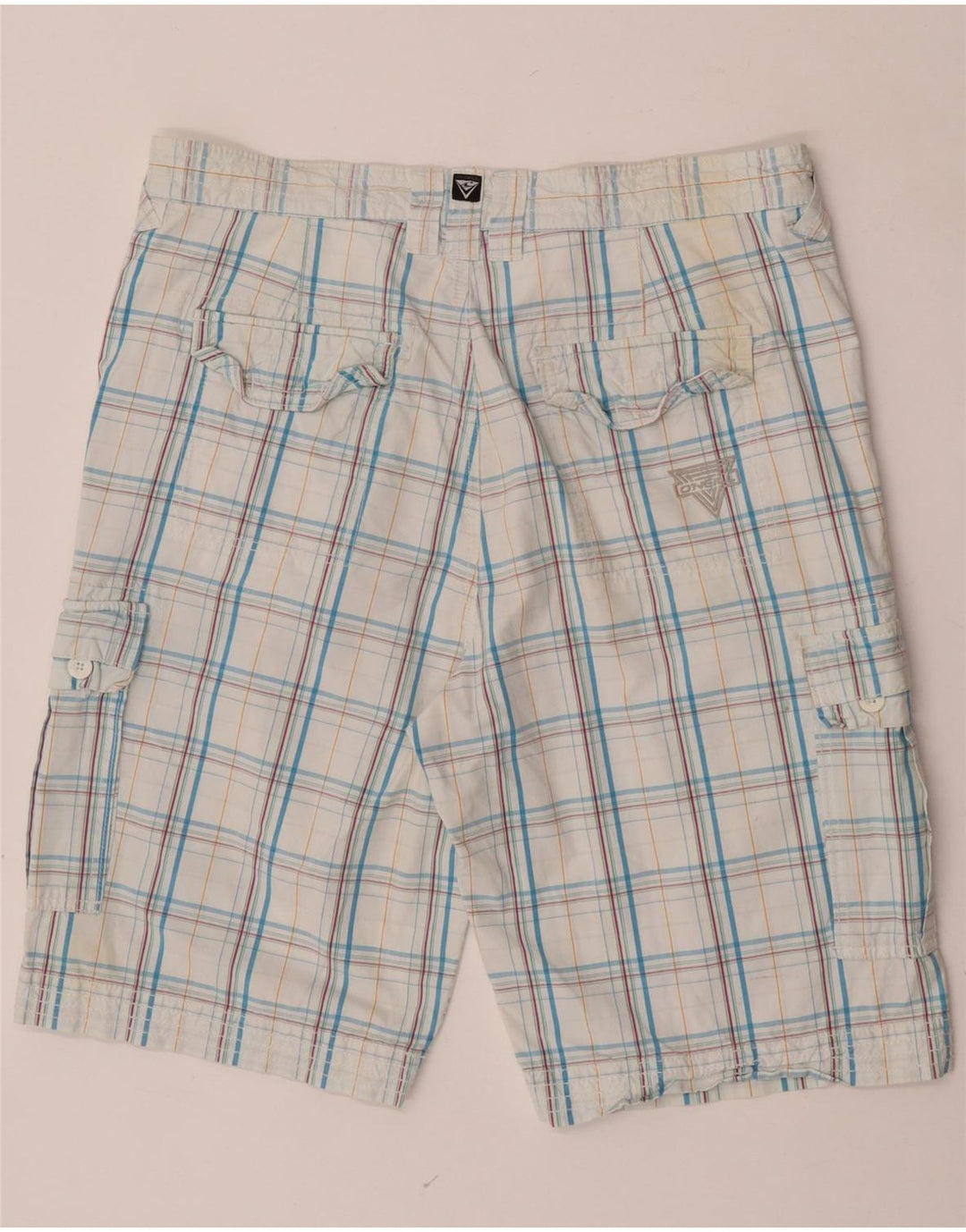 O'Neill Herren-Cargoshorts W34, große, blau karierte Baumwolle