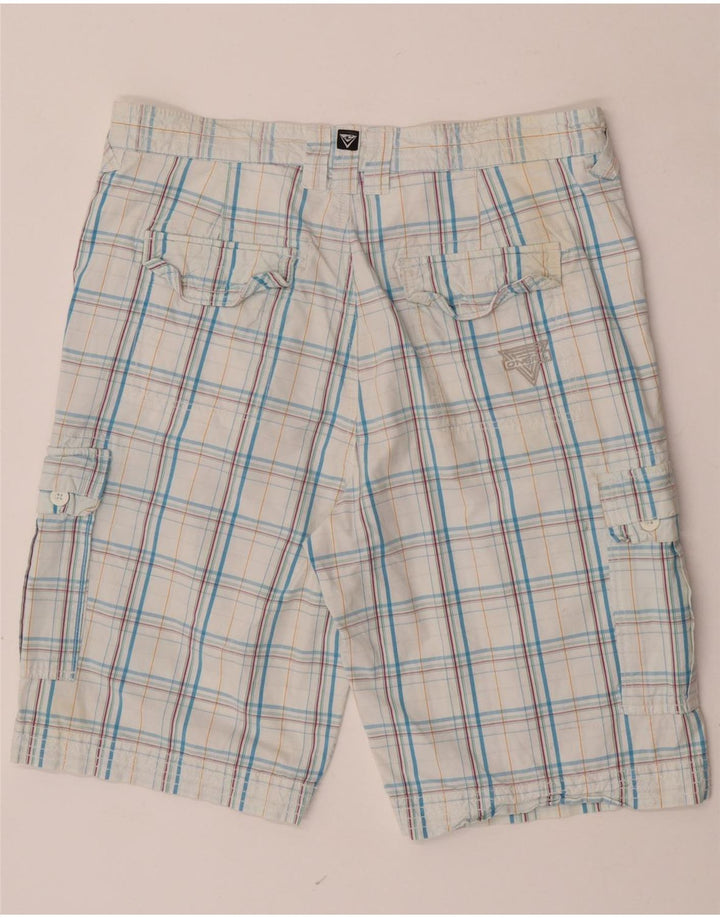 O'Neill Herren-Cargoshorts W34, große, blau karierte Baumwolle