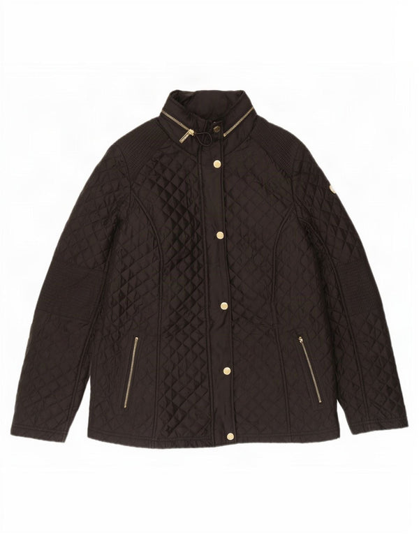 Michael Kors Damen Steppjacke mit Kapuze UK 16 Large Schwarz Polyester