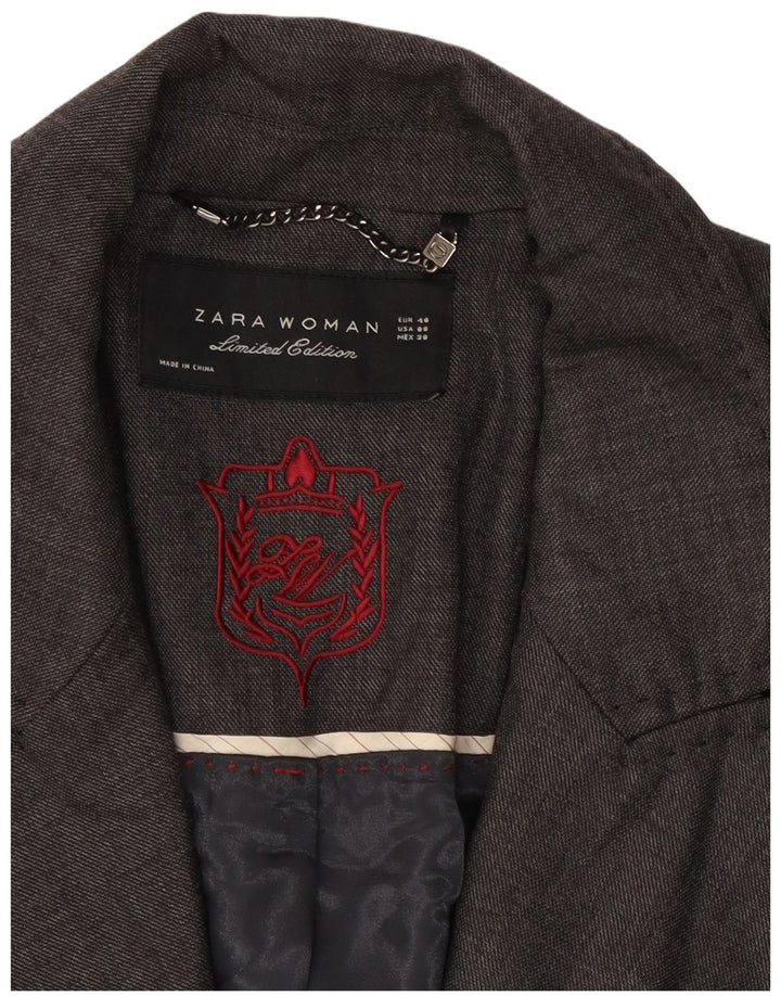 Zara Damen-Blazerjacke mit 1 Knopf, US 8, mittelgraue Wolle