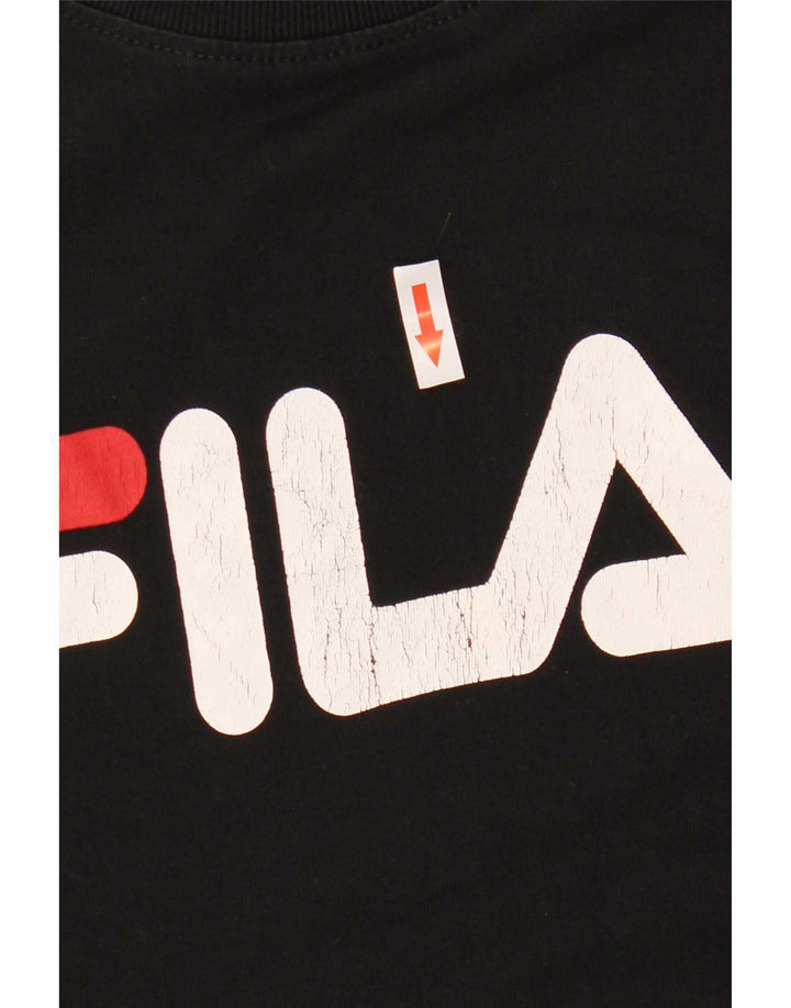 Fila Herren Grafik-T-Shirt-Oberteil aus mittelschwarzer Baumwolle