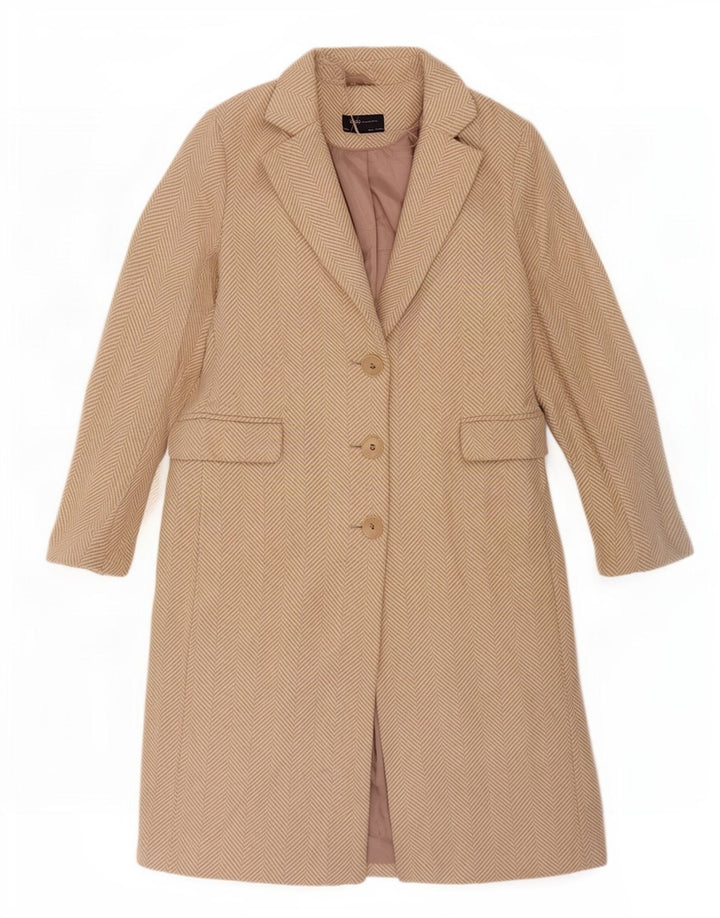 Marks & Spencer Damen Mantel UK 12 Mittelbeige Herringbone Polyester