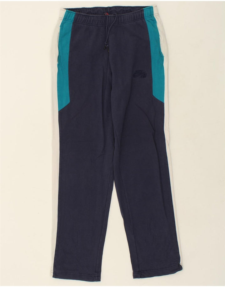 NIKE Mens Tracksuit Trousers Medium Navy Blue Colourblock Cotton Vintage Nike and Second-Hand Nike from Messina Hembry 