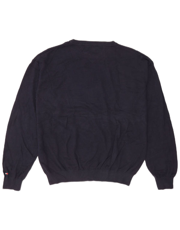 Tommy Hilfiger Herren-Pullover mit Rundhalsausschnitt, 2XL, Marineblau, Baumwolle