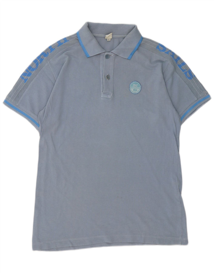North Sails Herren-Poloshirt mit Grafik, mittelblau, gestreift, Baumwolle