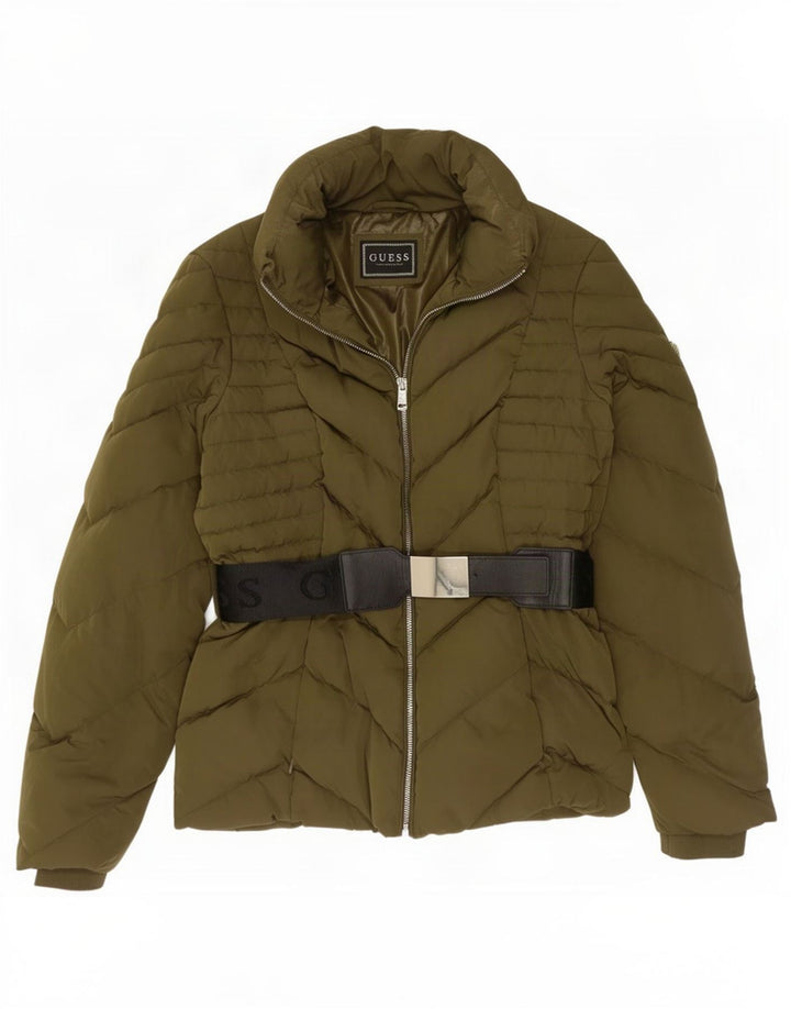Guess Damen Graphic Wattierte Jacke UK 12 Medium Khaki Polyester