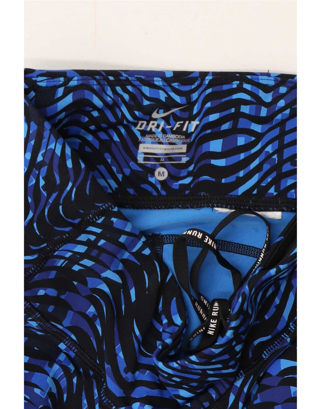Nike Damen Dri Fit Leggings mit abstraktem Muster UK 12 Mittelblauer Chevron