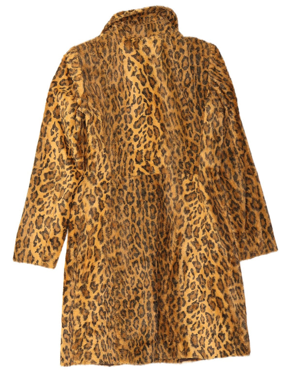 Zara Damen Kunstpelzmantel UKI 14 Mittelbeige Baumwolle mit Animal-Print