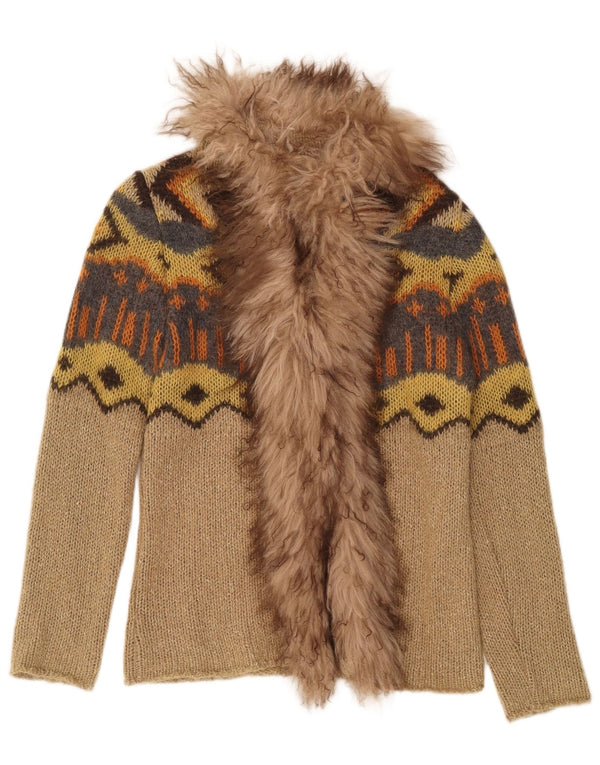 Penny Black Offener Damen-Cardigan-Pullover UK 12 Medium Beige Geometrisch