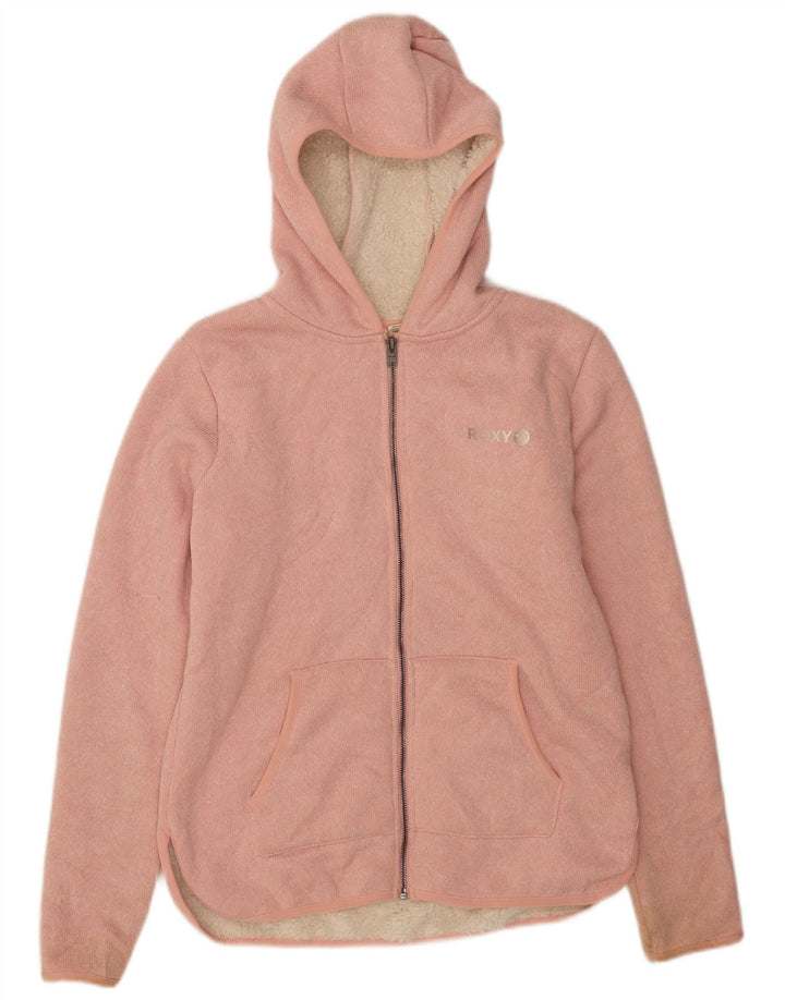 Roxy Womens Sherpa Zip Hoodie Pullover UK 16 Large Pink Polyester