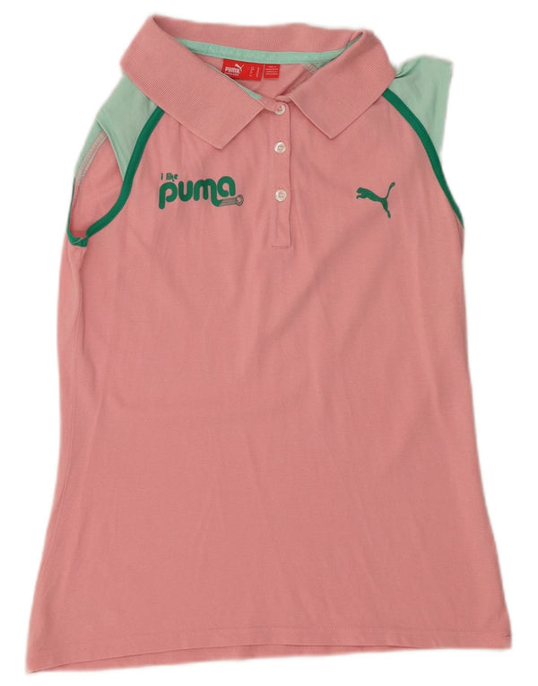 Puma Damen ärmelloses Poloshirt UK 16 Large Pink Colourblock