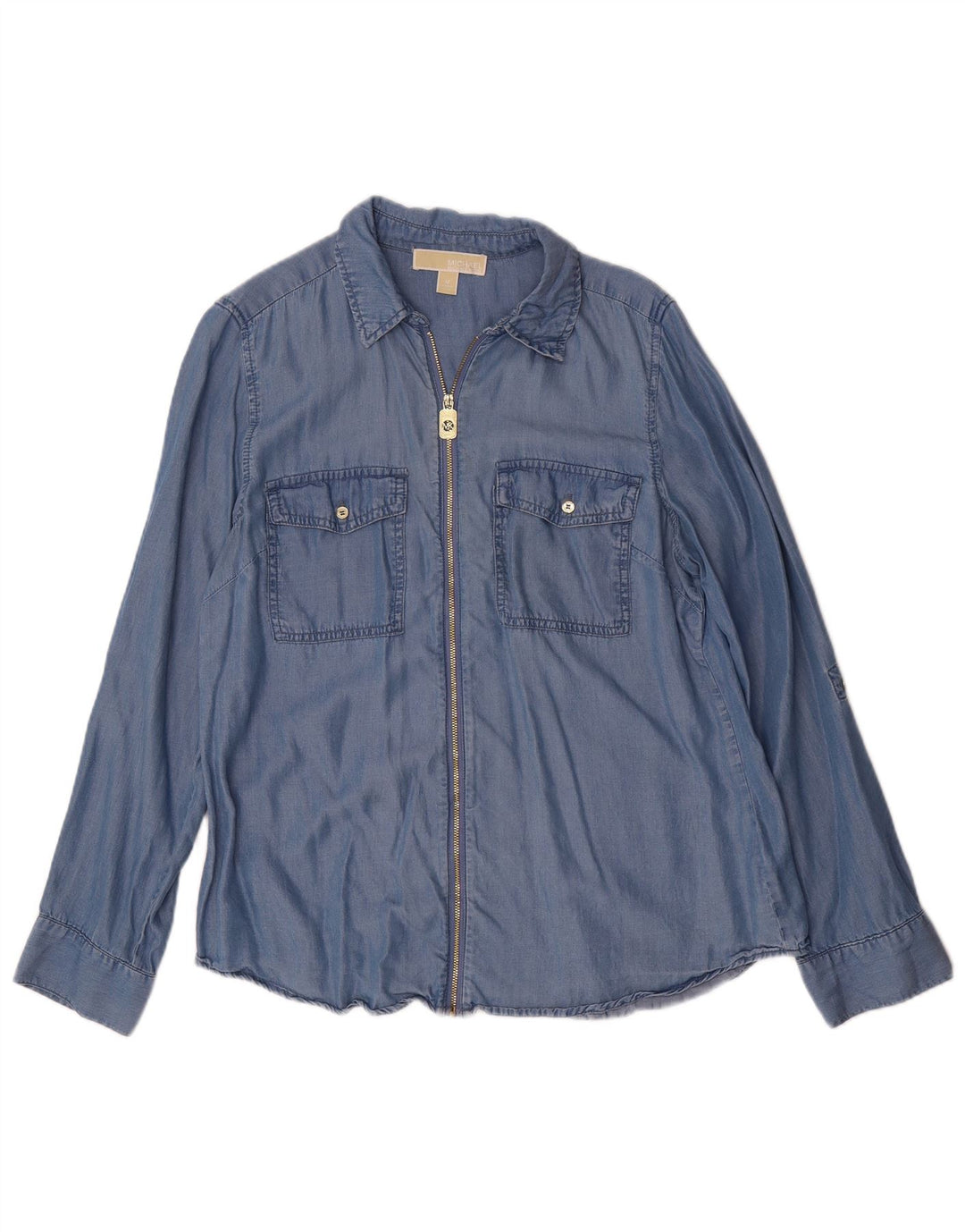 Michael Kors Damen Jeanshemd UK 14 Mittelblaues Lyocell