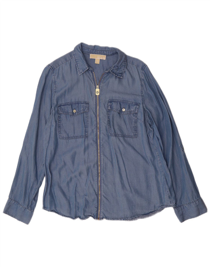 Michael Kors Damen Jeanshemd UK 14 Mittelblaues Lyocell