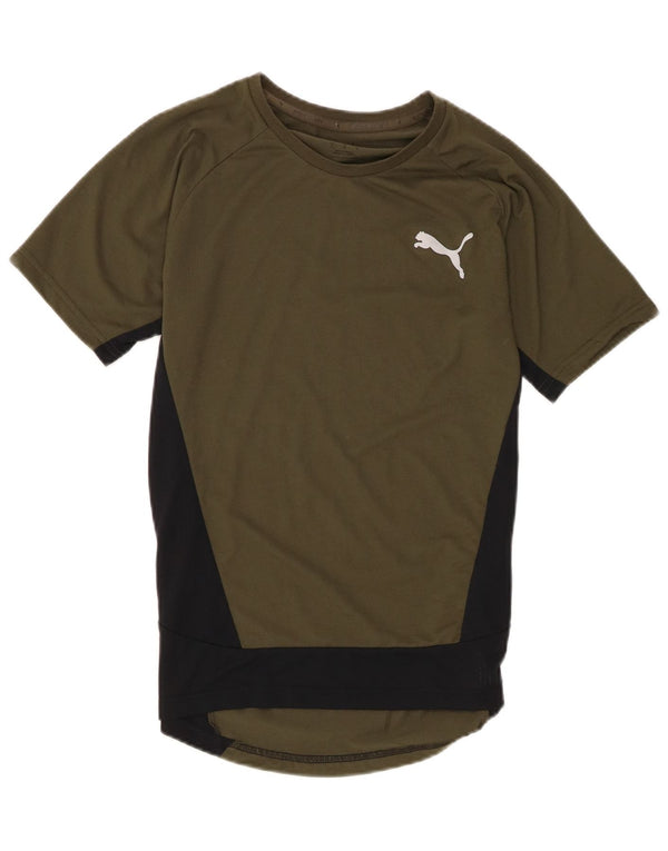Puma Herren T-Shirt Top Small Khaki Colourblock Polyester