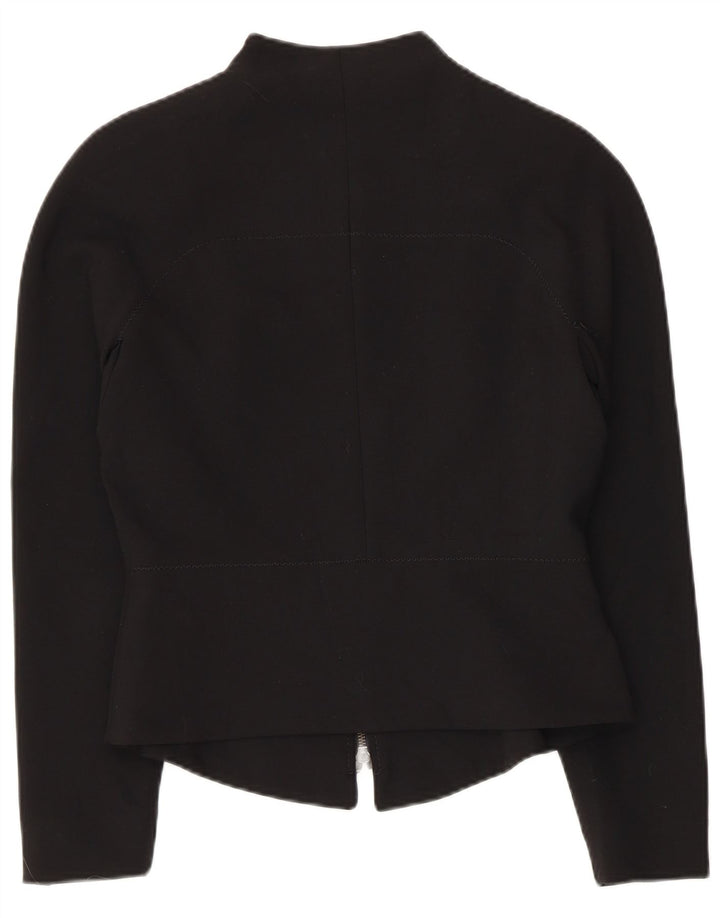 VINTAGE Damen Blazer Jacke UK 10 Small Schwarz Polyester