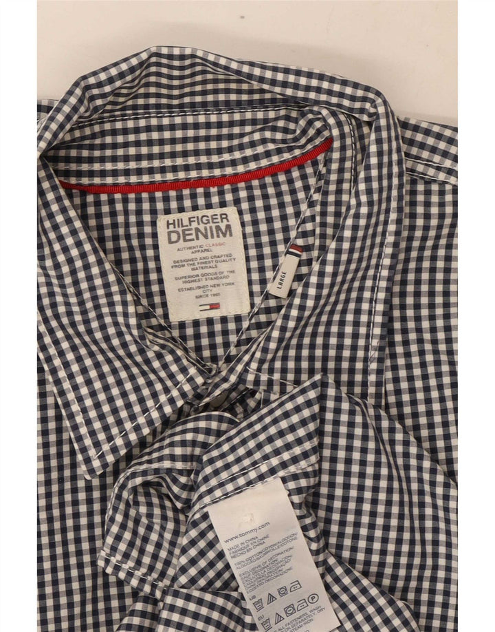 Tommy Hilfiger Herrenhemd, groß, marineblau, Gingham-Baumwolle
