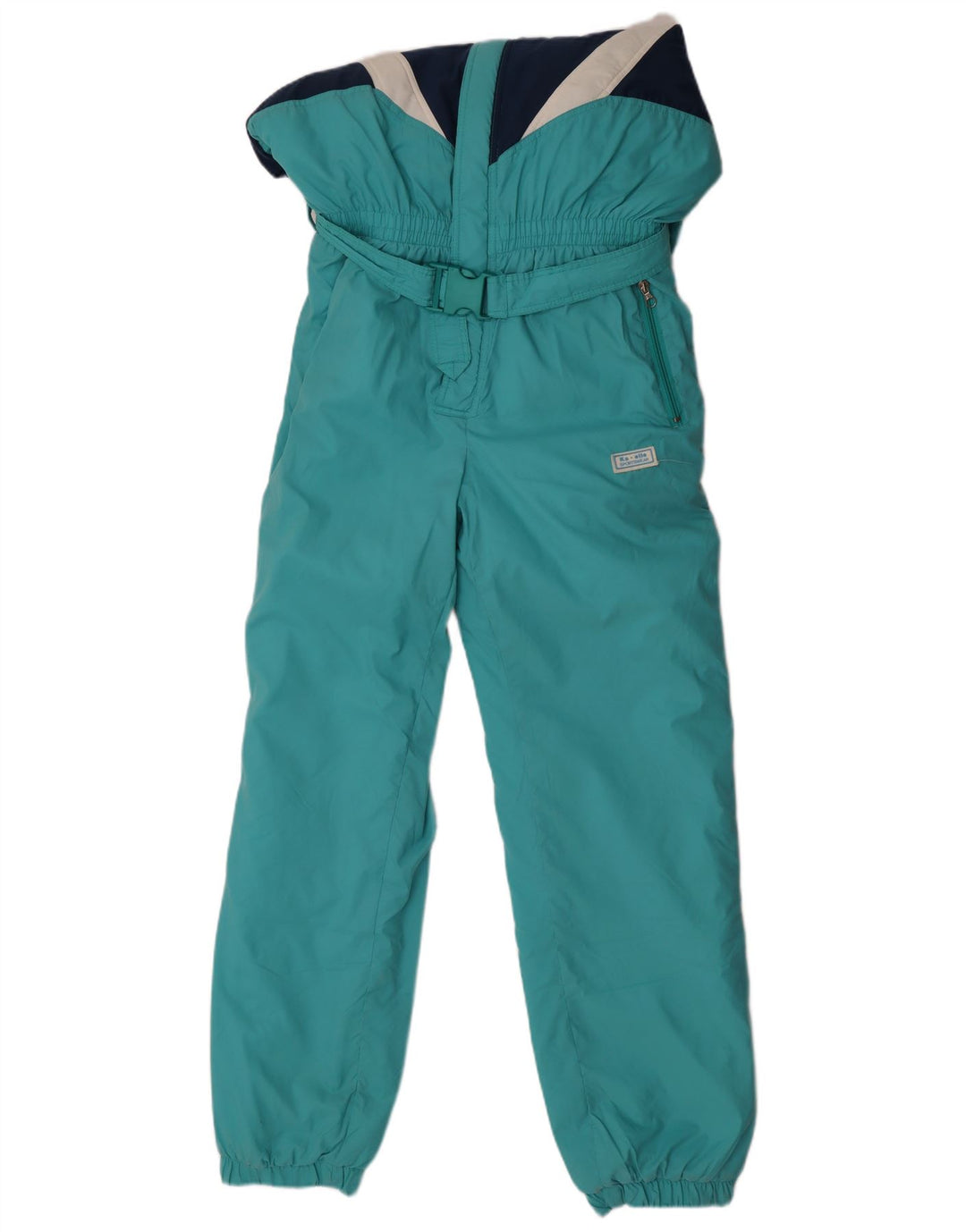Vintage Herren-Skioverall mit lockerer Passform, IT 46, kleines blaues Farbblock-Polyamid