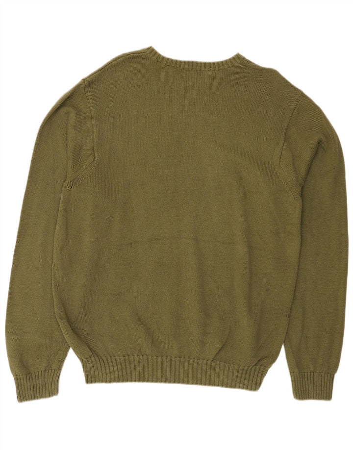 IZOD Herren-Pullover mit U-Boot-Ausschnitt, mittlere Khaki-Baumwolle