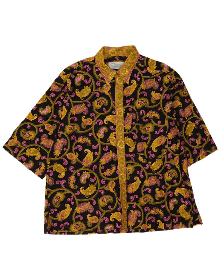 Vintage Herren Kurzarmhemd XL Schwarz Paisley