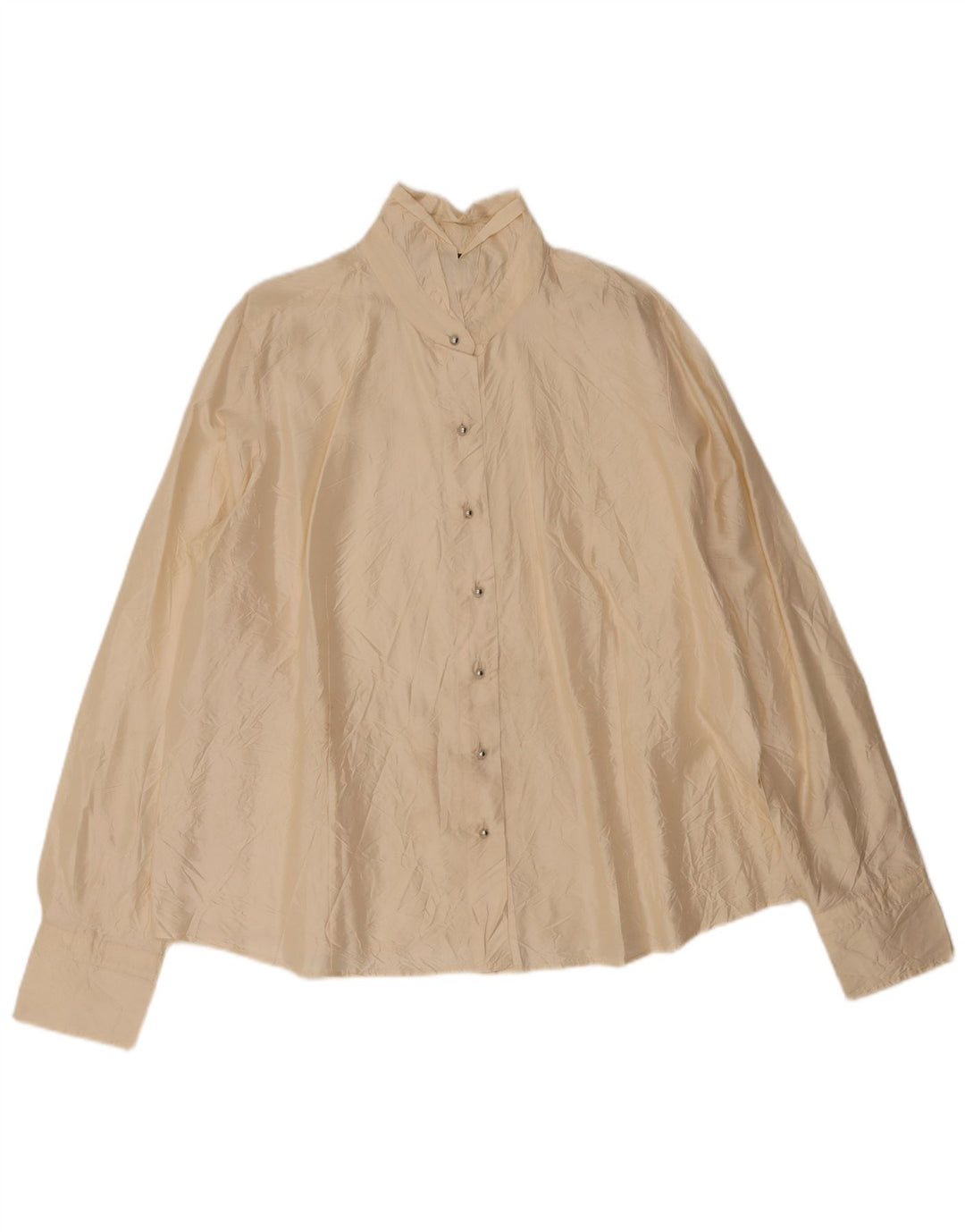 Marina Rinaldi Damen-Oversize-Hemdbluse, Größe 27, große beige Seide