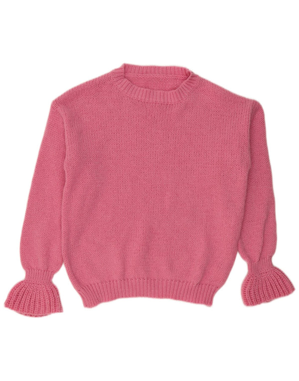 VINTAGE Damen Übergroßer Pullover mit U-Boot-Ausschnitt, UK 16, Größe L, Rosa