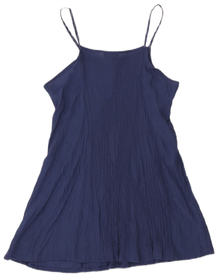VINTAGE Damen Slip-Kleid UK 14 Große Marineblaue Viskose